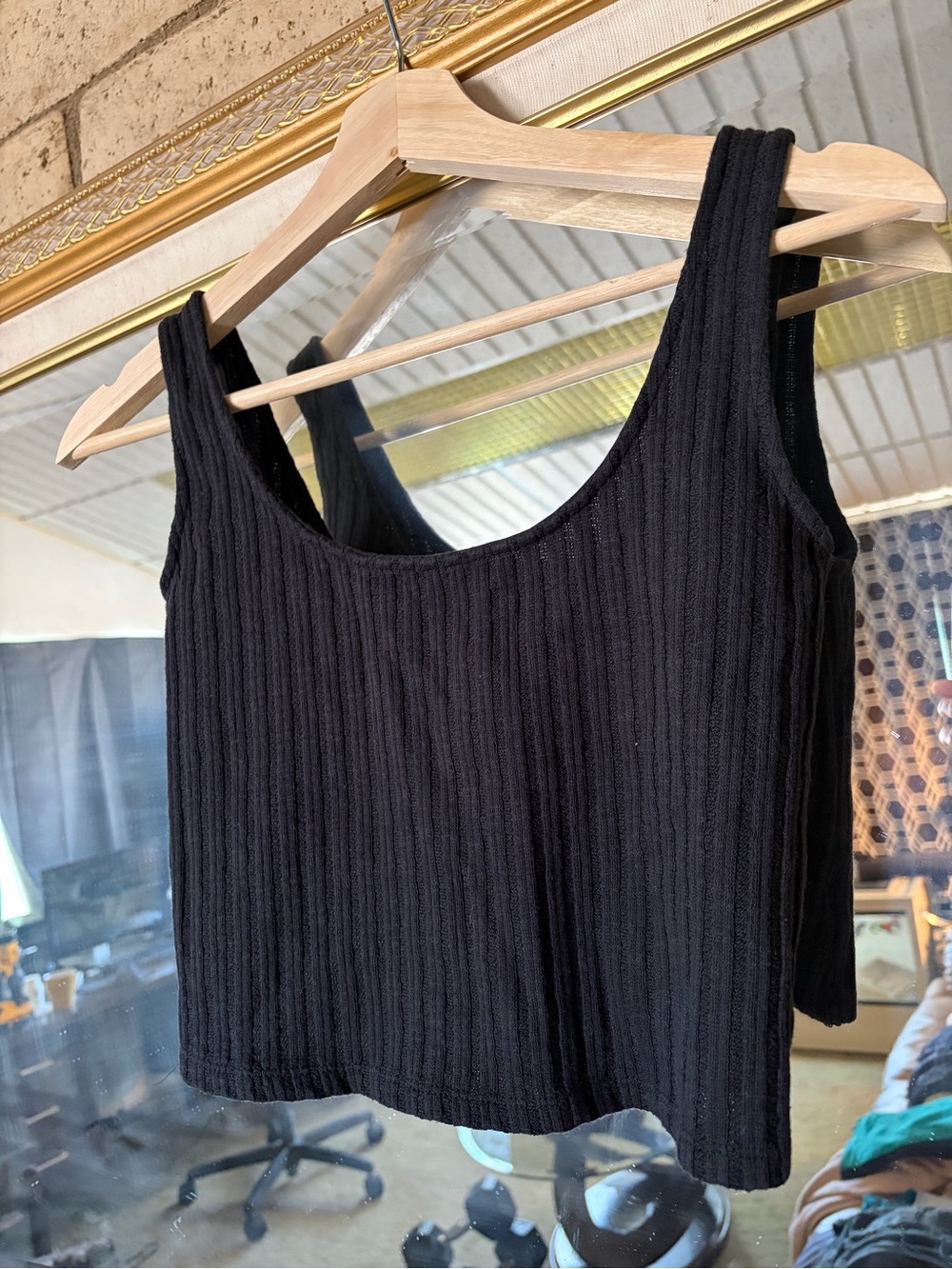 Rip Curl Black Ribbed Scoop Tank